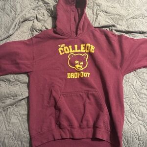 Burgundy Hoodie with Bear and Text